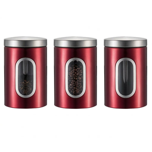 3‑Pack Stainless Steel Food Storage Jars with Viewing Window — Kitchen Sealed Jars