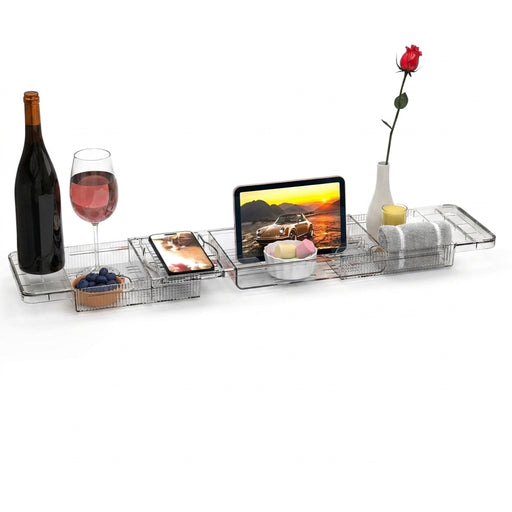Transparent Expandable Bath Tray – Adjustable Tub Shelf, Anti‑Slip, Easy to Clean